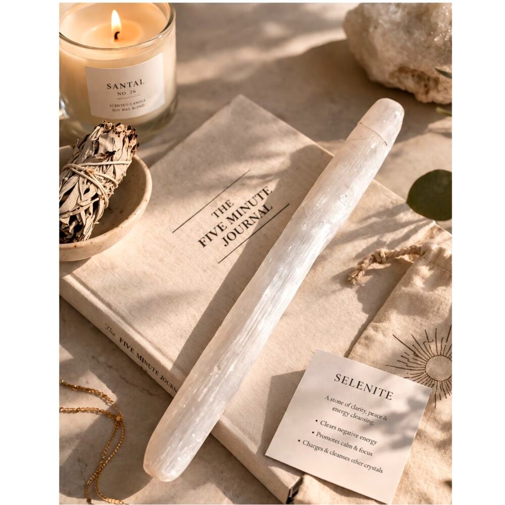 🤍 Selenite Crystal Wand (10”) | Energy Cleansing | Spiritual Decor 🤍